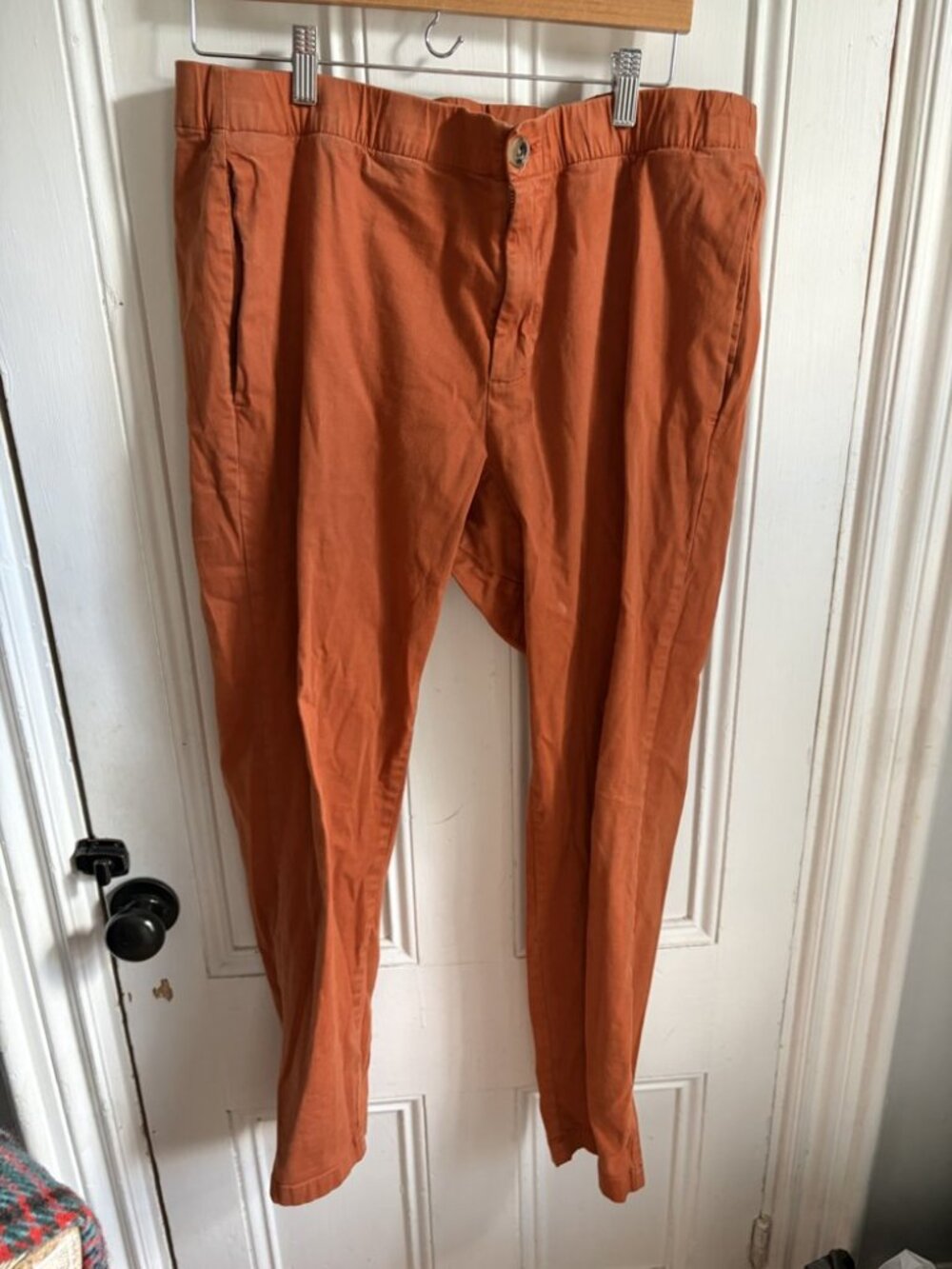 Bonobos Men's Rust Chino Pants Pull On Elastic Waist Tapered Size L